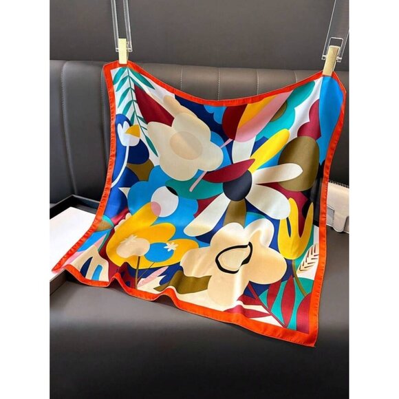 ✨Elegant Bandana Square Silky Scarf MULTICOLOR Vibrant Style Floral Geometric✨ - Picture 5 of 6